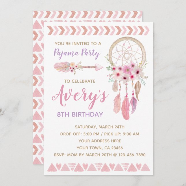 Dreamcatcher Birthday Party Invitation (Front/Back)