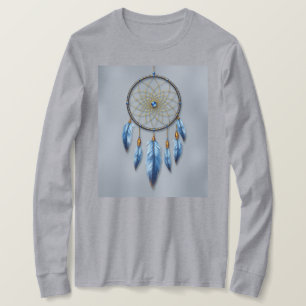 Dreamcatcher Blue Lavender Feathers Metallic Gold T-Shirt