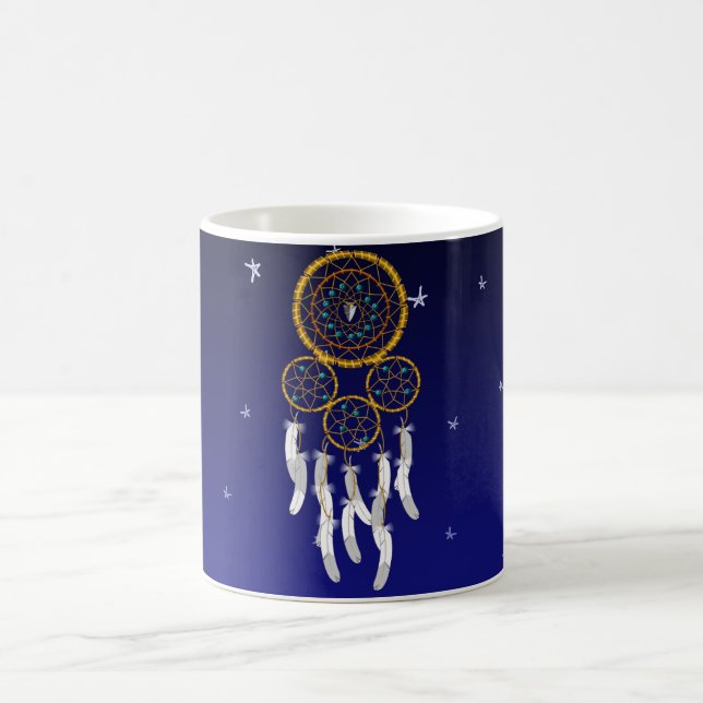 Dreamcatcher--Blue Turquoise Yoga Mat Coffee Mug (Center)