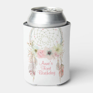 Dreamcatcher boho pink pastel Birthday decoration Can Cooler