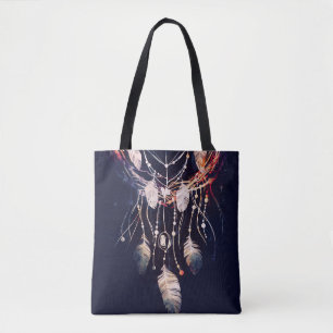 Dreamcatcher, branches, boho style, digital art. tote bag
