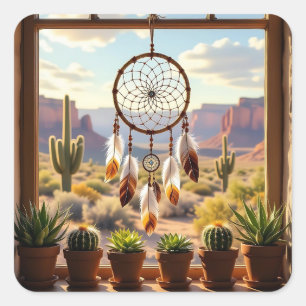 Dreamcatcher, Desert Canyons, Cacti Square Sticker
