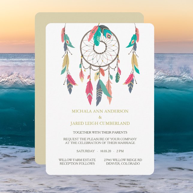 Dreamcatcher Feather Wedding Invitation (Creator Uploaded)