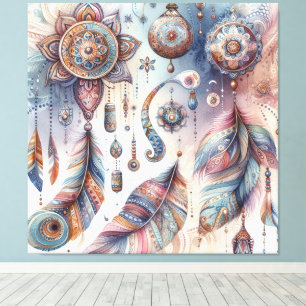 Dreamcatcher in a Bohemian theme Canvas Print