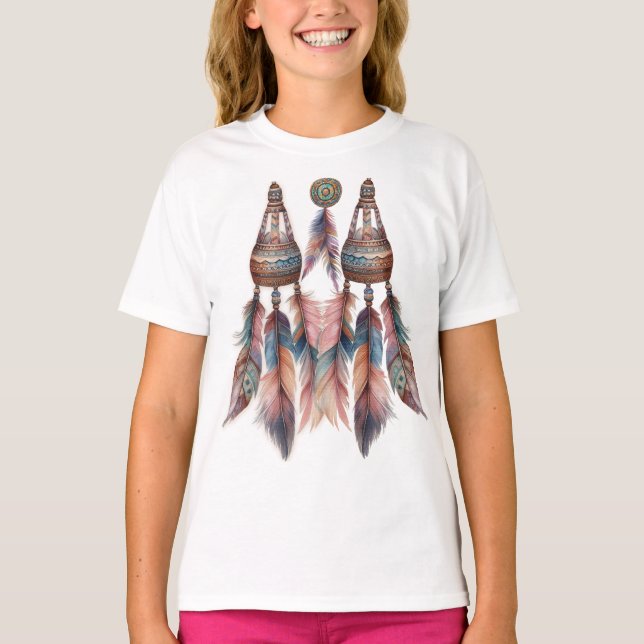 Dreamcatcher in a Bohemian theme T-Shirt (Front)