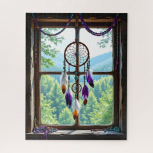 Dreamcatcher in Window   Boho Art Jigsaw Puzzle