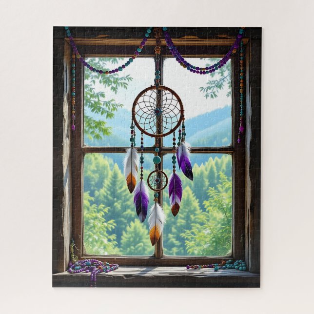 Dreamcatcher in Window | Boho Art Jigsaw Puzzle (Vertical)