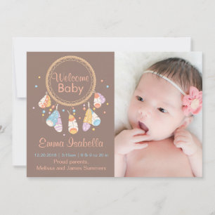 Dreamcatcher New Baby Newborn Birth Announcement 2