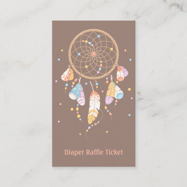 Dreamcatcher New Baby Shower Diaper Raffle Ticket Enclosure Card (Front)
