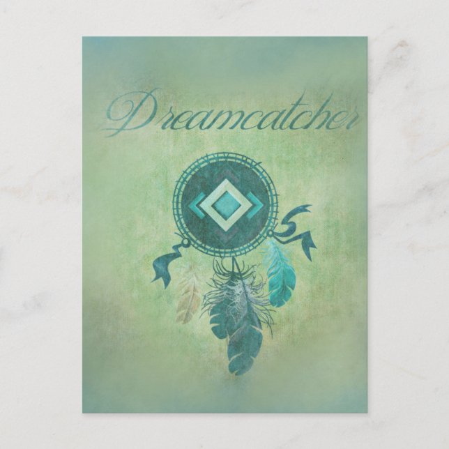Dreamcatcher On a Misty Green Background Postcard (Front)