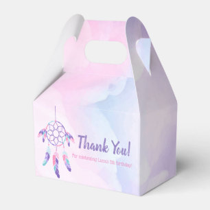 Dreamcatcher pink purple teal kids birthday party favour box