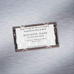 Dreamcatcher Rose Gold Tribal Aztec on Black Magnetic Business Card