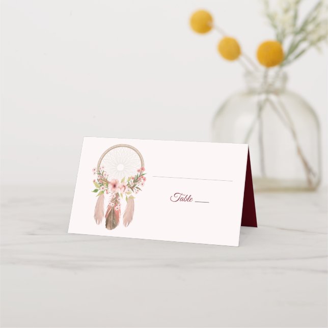 Dreamcatcher | Shabby Chic Reception Place Cards (Front)