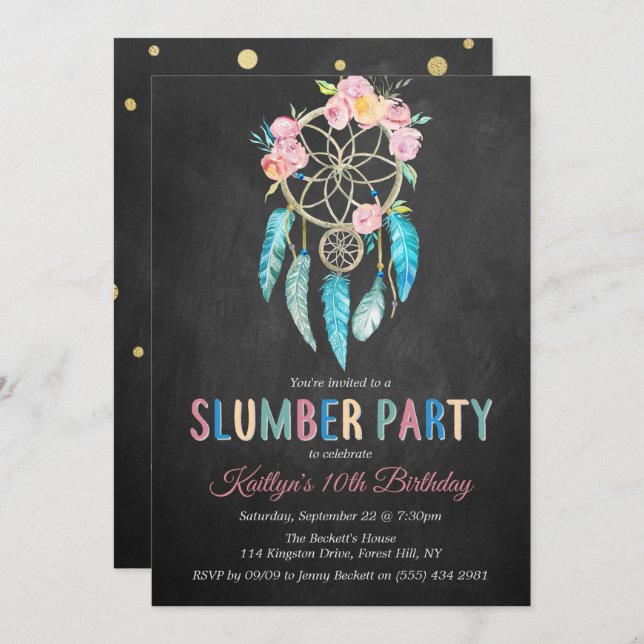 Dreamcatcher Slumber Party Any Age Birthday Invitation (Front/Back)