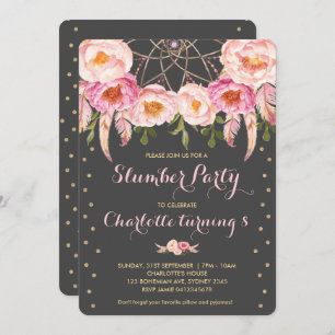 Dreamcatcher Slumber Party Birthday Sleepover Invitation