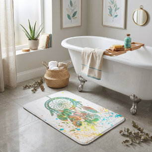Dreamcatcher splatter bath mat