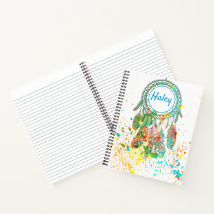 Dreamcatcher splatter personalised notebook