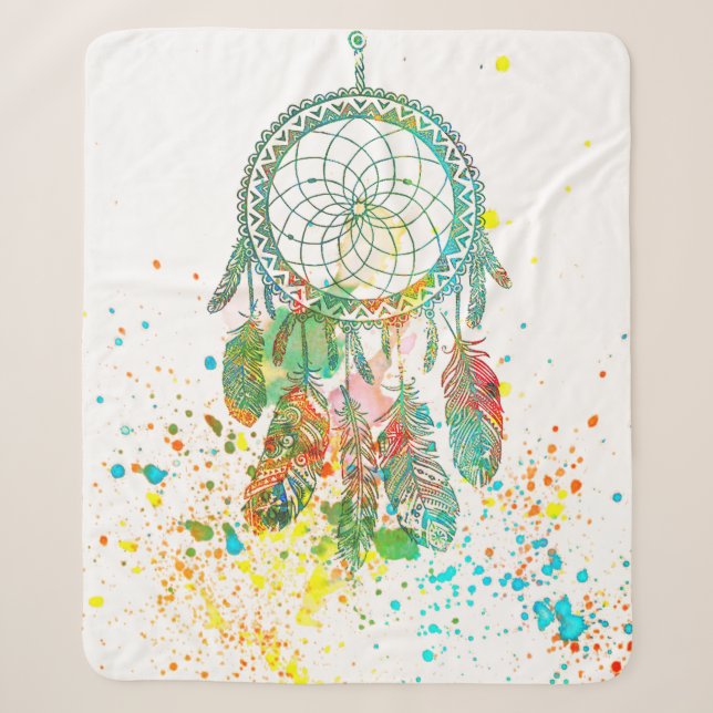 Dreamcatcher splatter sherpa blanket (Front)