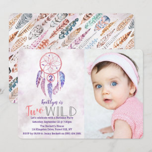 Dreamcatcher Two Wild Photo Birthday Invitations