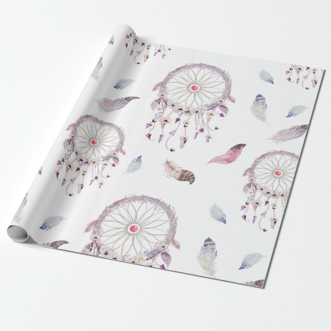 Dreamcatchers & Feathers Gift Wrapping Paper (Unrolled)