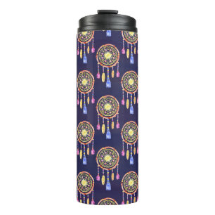 Dreamcatchers Feathers Watercolor Seamless Texture Thermal Tumbler