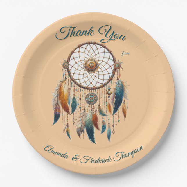 Dreamcatchers in a Bohemian theme Paper Plate (Front)