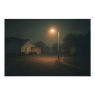 Dreamcore Suburban Night Street with Streetlight  Photo Print