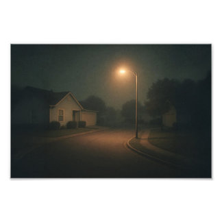 Dreamcore Suburban Night Street with Streetlight  Photo Print