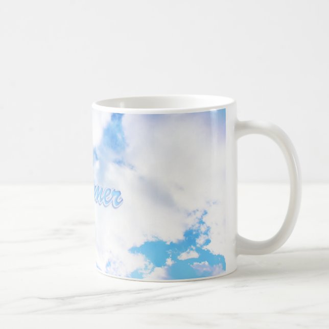 Dreamer Puffy White Clouds and Blue Sky Coffee Mug (Right)