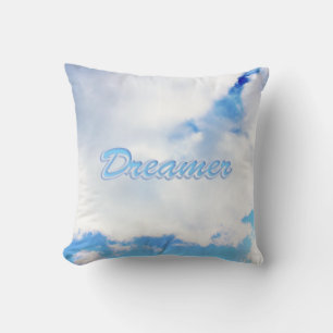 Dreamer Puffy White Clouds and Blue Sky Cushion