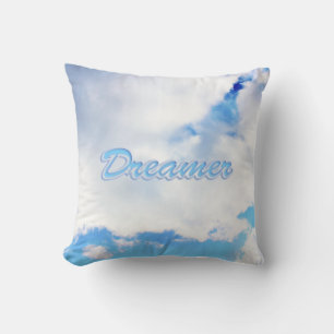 Dreamer Puffy White Clouds and Blue Sky Cushion