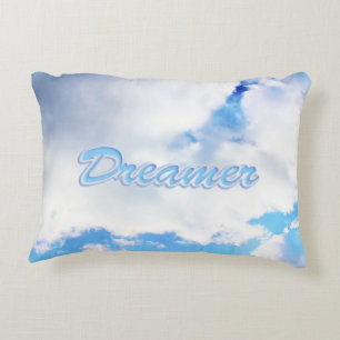 Dreamer Puffy White Clouds and Blue Sky Decorative Cushion