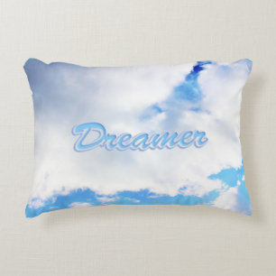 Dreamer Puffy White Clouds and Blue Sky Decorative Cushion