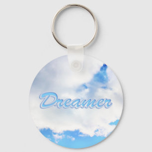 Dreamer Puffy White Clouds and Blue Sky Key Ring