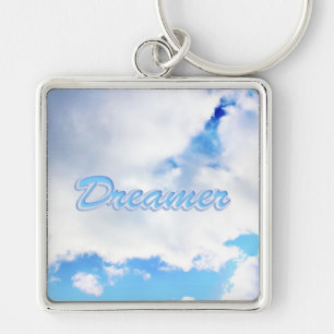 Dreamer Puffy White Clouds and Blue Sky Key Ring