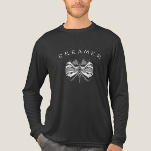 "Dreamer" with Grey Charcoal White Butterfly Motif Tri-Blend Shirt