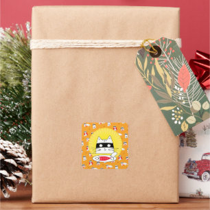 Dreaming Adventure Cat Fish Square Sticker