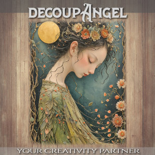 Dreaming Amid Moonlit Flowers - Decoupage - Tissue Paper
