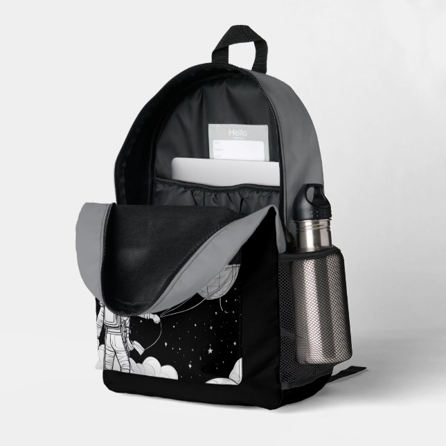 Dreaming Astronaut in the Universe Printed Backpack (Back Corner Right (Open))