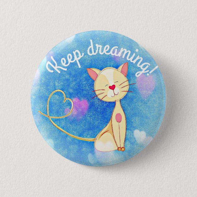 Dreaming Cat 6 Cm Round Badge (Front)