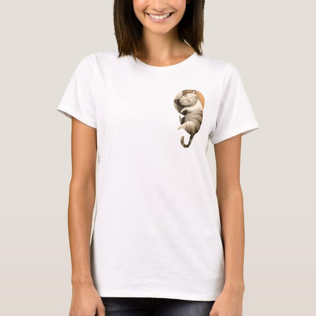Dreaming Cat in Warm Tones T-Shirt (Front)
