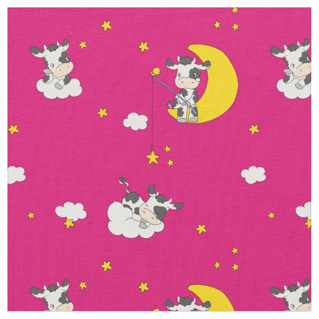 Dreaming Cow Fabric (Close Up)