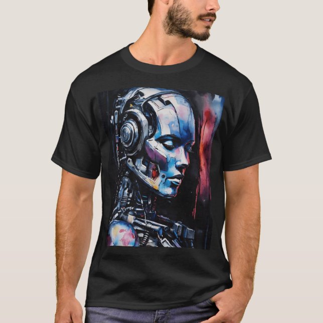 Dreaming Cyborg: A Fusion of Technology and Humani T-Shirt (Front)