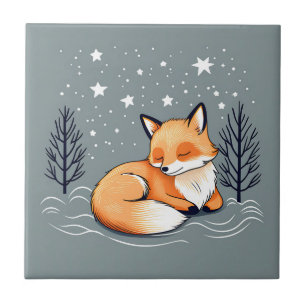 Dreaming Fox Night Sky Tile