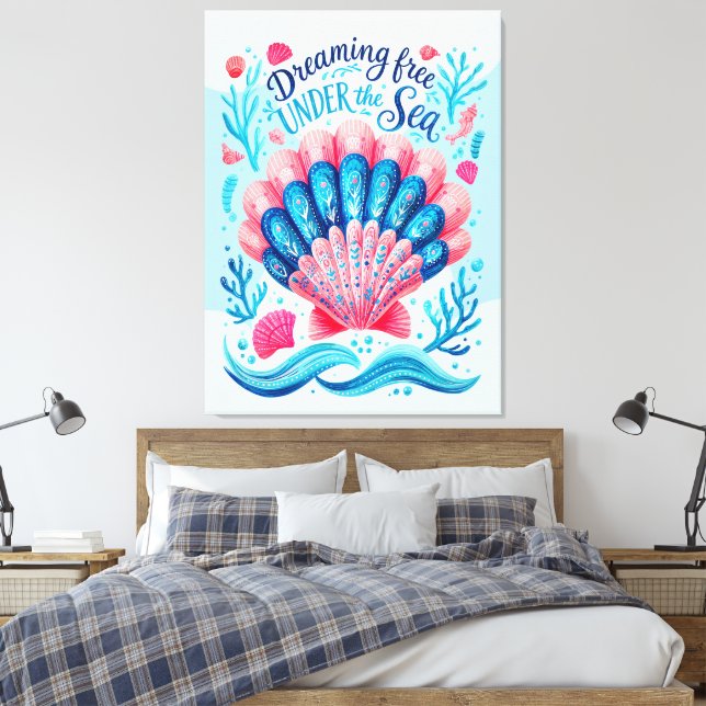 Dreaming Free Under The Sea Canvas Print (Insitu(Bedroom))