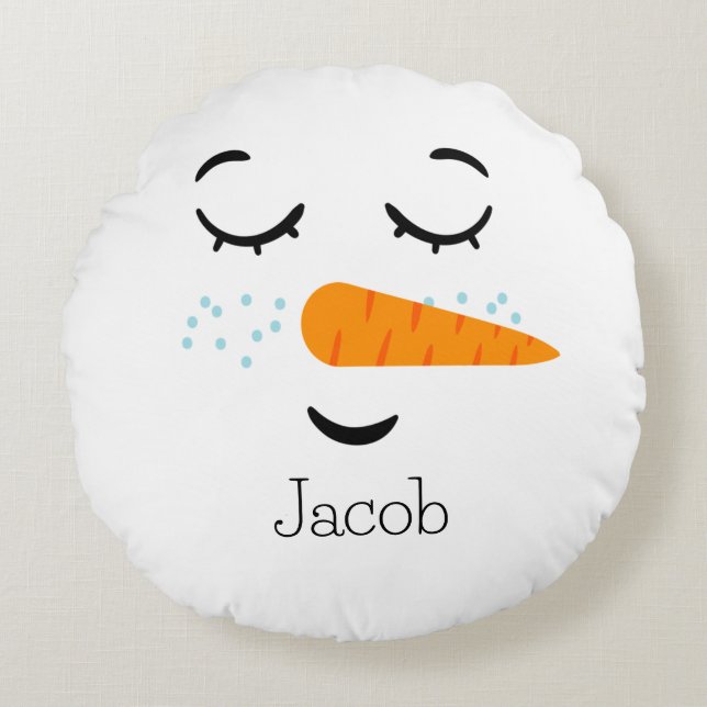 Dreaming Frosty the Snowman Round Cushion (Front)