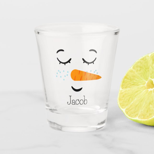 Dreaming Frosty the Snowman Shot Glass (Front)