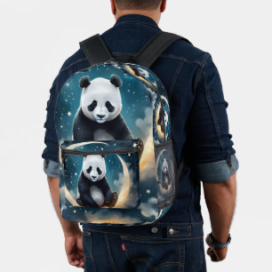 Dreaming in Moonlight: Panda's Celestial Serenade Printed Backpack