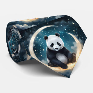 Dreaming in Moonlight: Panda's Celestial Serenade Tie