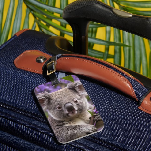 "Dreaming in Purple: A Koala in a Jacaranda Tree Luggage Tag (Front Insitu 1)